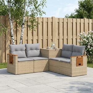 VidaXL Kanapé Szett 5 db Beige és Világosszürke Poli rattan és acél