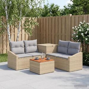 VidaXL Kanapé Szett 6 db Beige és Világosszürke Poli rattan és acél