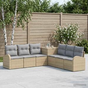 VidaXL Kanapé Szett 7 db Beige és Világosszürke Poli rattan és acél