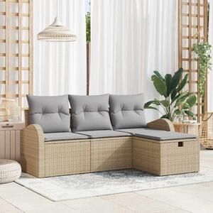 VidaXL Kanapé Szett 4 db Beige és Világosszürke polirattan