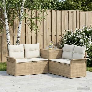 VidaXL Kanapé Szett 5 db Beige és Krémszínű Poli rattan és acél