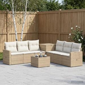 VidaXL Kanapé Szett 8 db Beige és Krémszínű Poli rattan és acél