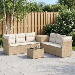 VidaXL Kanapé Szett 8 db Beige és Krémszínű Poli rattan és acél