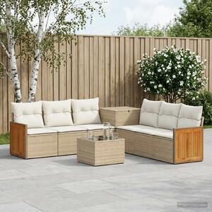 VidaXL Kanapé Szett 8 db Beige és Krémszínű Poli rattan és acél