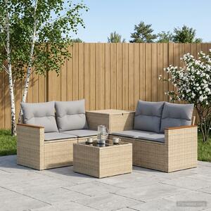 VidaXL Kanapé Szett 6 db Beige és Világosszürke Poli rattan és acél