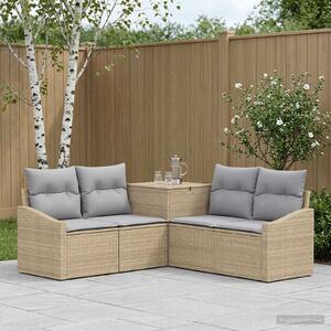 VidaXL Kanapé Szett 5 db Beige és Világosszürke Poli rattan és acél