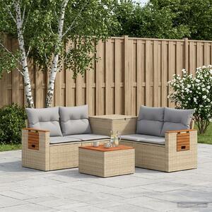 VidaXL Kanapé Szett 6 db Beige és Világosszürke Poli rattan és acél