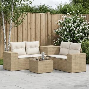 VidaXL Kanapé Szett 6 db Beige és Krémszínű Poli rattan és acél