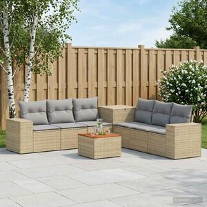 VidaXL Kanapé Szett 8 db Beige és Világosszürke Poli rattan és acél