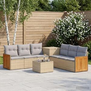 VidaXL Kanapé Szett 8 db Beige és Világosszürke Poli rattan és acél