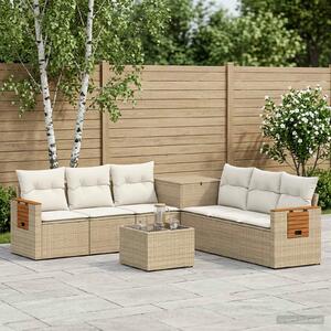 VidaXL Kanapé Szett 8 db Beige és Krémszínű Poli rattan és acél
