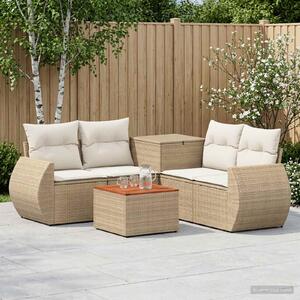 VidaXL Kanapé Szett 6 db Beige és Krémszínű Poli rattan és acél