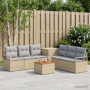 VidaXL Kanapé Szett 8 db Beige és Világosszürke Poli rattan és acél