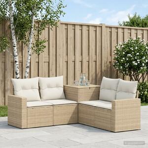 VidaXL Kanapé Szett 5 db Beige és Krémszínű Poli rattan és acél