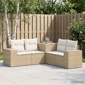 VidaXL Kanapé Szett 5 db Beige és Krémszínű Poli rattan és acél