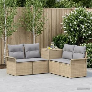 VidaXL Kanapé Szett 5 db Beige és Világosszürke Poli rattan és acél