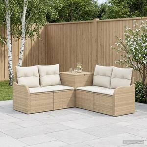 VidaXL Kanapé Szett 5 db Beige és Krémszínű Poli rattan és acél