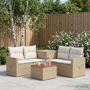 VidaXL Kanapé Szett 6 db Beige és Krémszínű Poli rattan és acél