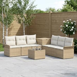 VidaXL Kanapé Szett 8 db Beige és Krémszínű Poli rattan és acél