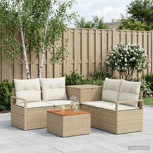 VidaXL Kanapé Szett 6 db Beige és Krémszínű Poli rattan és acél