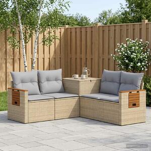 VidaXL Kanapé Szett 5 db Beige és Világosszürke Poli rattan és acél