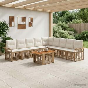VidaXL Kerti Kanapé Szett 10 db Természetes és Krémszínű Fehér