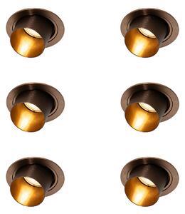 6 darabos modern süllyesztett spotlámpa szett sötét bronz kerek dönthető - Installa