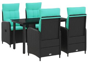 VidaXL Kert étkező szett 5 db PE rattan és porbevonatos acél