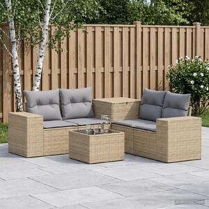 VidaXL Kanapé Szett 6 db Beige és Világosszürke Poli rattan és acél