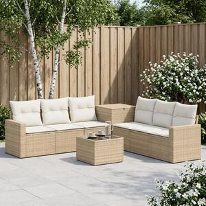 VidaXL Kanapé Szett 8 db Beige és Krémszínű Poli rattan és acél
