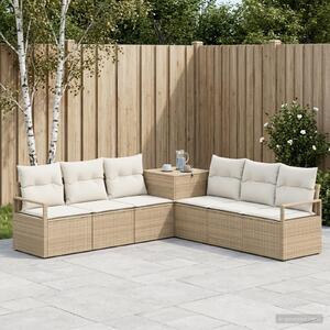 VidaXL Kanapé Szett 7 db Beige és Krémszínű Poli rattan és acél