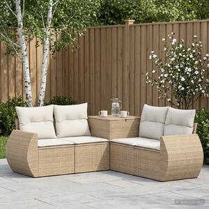VidaXL Kanapé Szett 5 db Beige és Krémszínű Poli rattan és acél