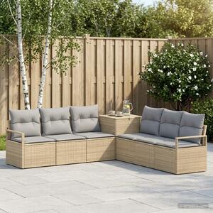 VidaXL Kanapé Szett 7 db Beige és Világosszürke Poli rattan és acél
