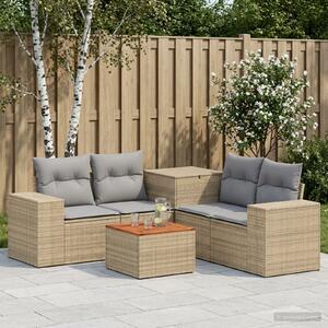 VidaXL Kanapé Szett 6 db Beige és Világosszürke Poli rattan és acél