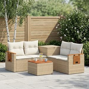 VidaXL Kanapé Szett 6 db Beige és Krémszínű Poli rattan és acél