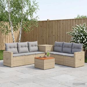 VidaXL Kanapé Szett 8 db Beige és Világosszürke Poli rattan és acél