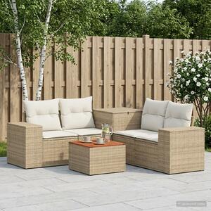 VidaXL Kanapé Szett 6 db Beige és Krémszínű Poli rattan és acél