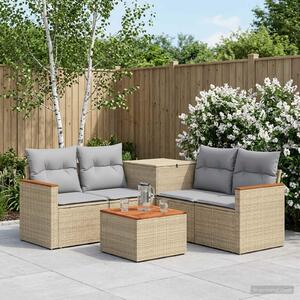 VidaXL Kanapé Szett 6 db Beige és Világosszürke Poli rattan és acél