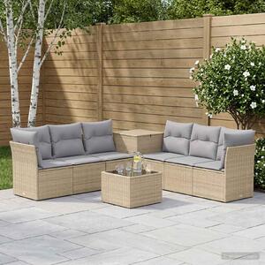 VidaXL Kanapé Szett 8 db Beige és Világosszürke Poli rattan és acél