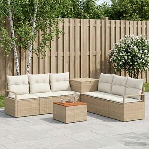 VidaXL Kanapé Szett 8 db Beige és Krémszínű Poli rattan és acél