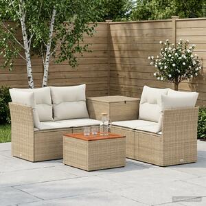 VidaXL Kanapé Szett 6 db Beige és Krémszínű Poli rattan és acél