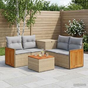 VidaXL Kanapé Szett 6 db Beige és Világosszürke Poli rattan és acél