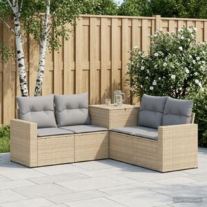 VidaXL Kanapé Szett 5 db Beige és Világosszürke Poli rattan és acél