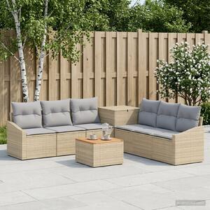 VidaXL Kanapé Szett 8 db Beige és Világosszürke Poli rattan és acél
