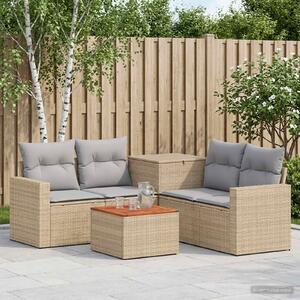 VidaXL Kanapé Szett 6 db Beige és Világosszürke Poli rattan és acél