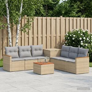 VidaXL Kanapé Szett 8 db Beige és Világosszürke Poli rattan és acél