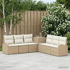 VidaXL Kanapé Szett 7 db Beige és Krémszínű Poli rattan és acél