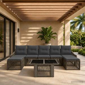 VidaXL Kerti Kanapé Szett 8 db Szürke és sötétszürke polirattan