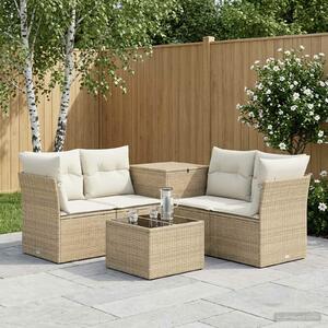 VidaXL Kanapé Szett 6 db Beige és Krémszínű Poli rattan és acél