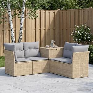 VidaXL Kanapé Szett 5 db Beige és Világosszürke Poli rattan és acél